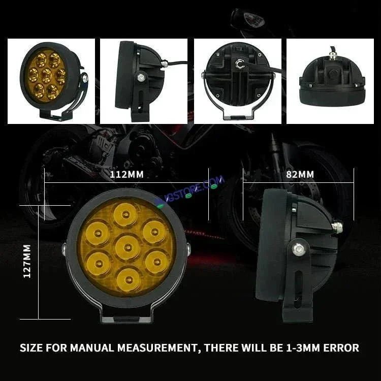 HJG New 7 LED 140W Projector CREE Combo Round Foglight with Yellow Cover 140W 7 LED HJG 140W 5 LED CREE 2 LED Projector 7 LED Foglight for Car Bike Led Headlights Lights Led Fog Lights For Motorcycle Car SUV Lights, Set of 2 LIU HJG 7 LED Projector CREE - Biker.Store - www.biker.store