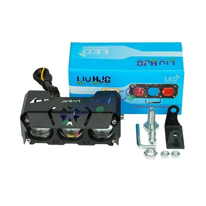 HJG 3 Lens Red Blue 40W Foglight with Red Blue Flash Mode 3 Lens Projector Foglight 40W Foglight Ultra Wide Dual Intensity LED Fog Lights White/Yellow/Warm White/Flash/Red Blue DRL Universal For All Cars & Bikes LIU HJG 3 Lens Red Blue 40W Foglight 1pc - Biker.Store - www.biker.store