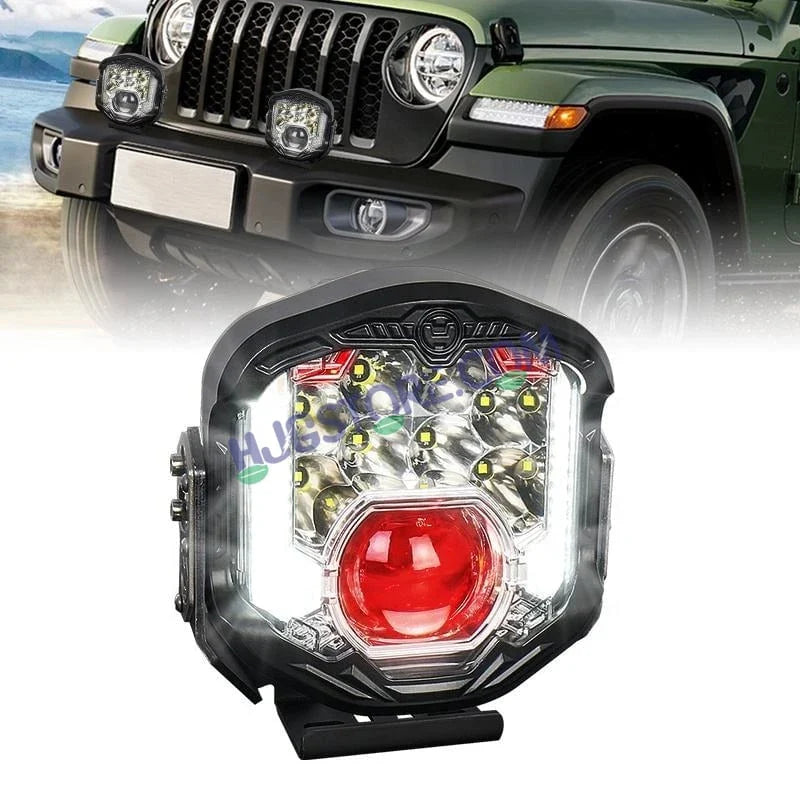HJG GodsEye Side Shooter 1 LED with 8 CREE LED White/Red Off Road 7 inch 95W LED Headlight Spot Light Fog Light Universal For Bike, Truck, Jeep, Car Bike Led Headlights LED Fog Lights For Motorcycle Car SUV Lights, Pack of 1 LIU HJG GodsEye Side Shooter - Biker.Store - www.biker.store