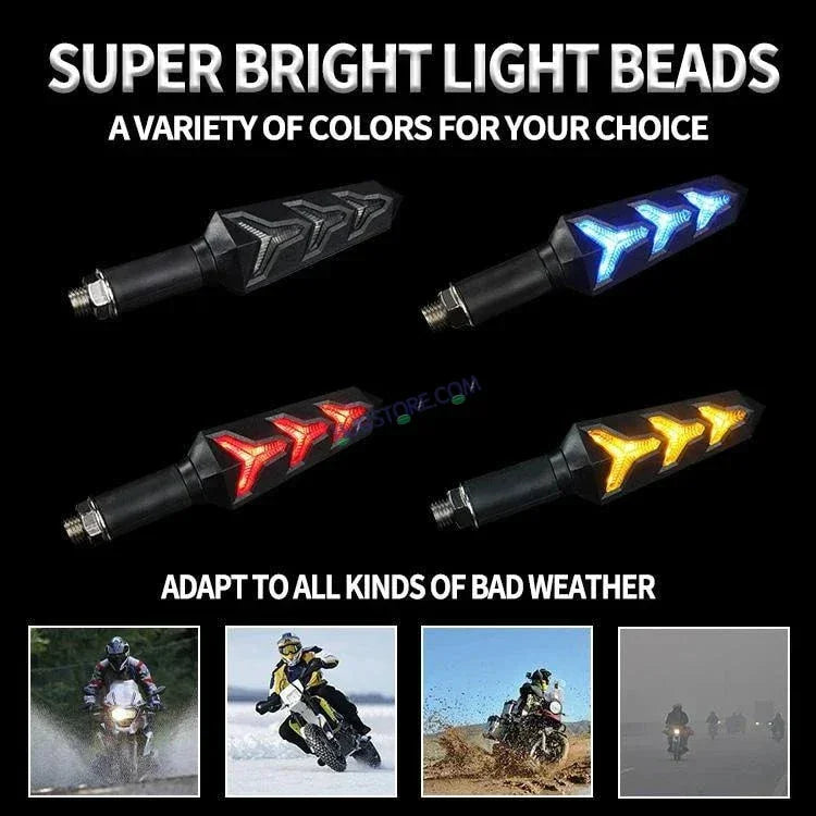 HJG Waterproof Flexible Arrow Running Style Blinker Bright LED Indicators Universal For All Bike Models Motorcycle Turn Signal Lights - Biker.Store - www.biker.store