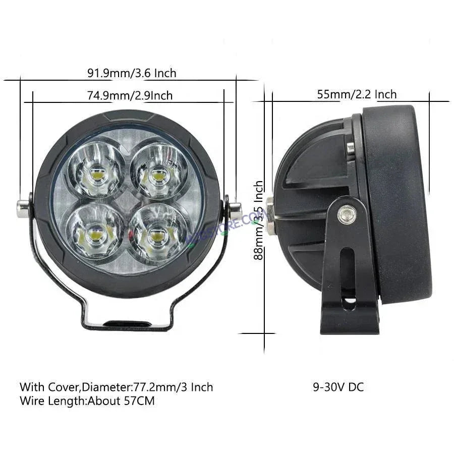 HJG 4 LED 80W Round CREE Foglight Foglamp with Yellow Cover 80W 4 LED HJG 80W 4 LED Car Accessories Led Headlights Lights Led Fog Lights For Motorcycle Car SUV Lights, Set of 2 with Wiring Harness Kit HJG 4 LED Round 80W - Biker.Store - www.biker.store