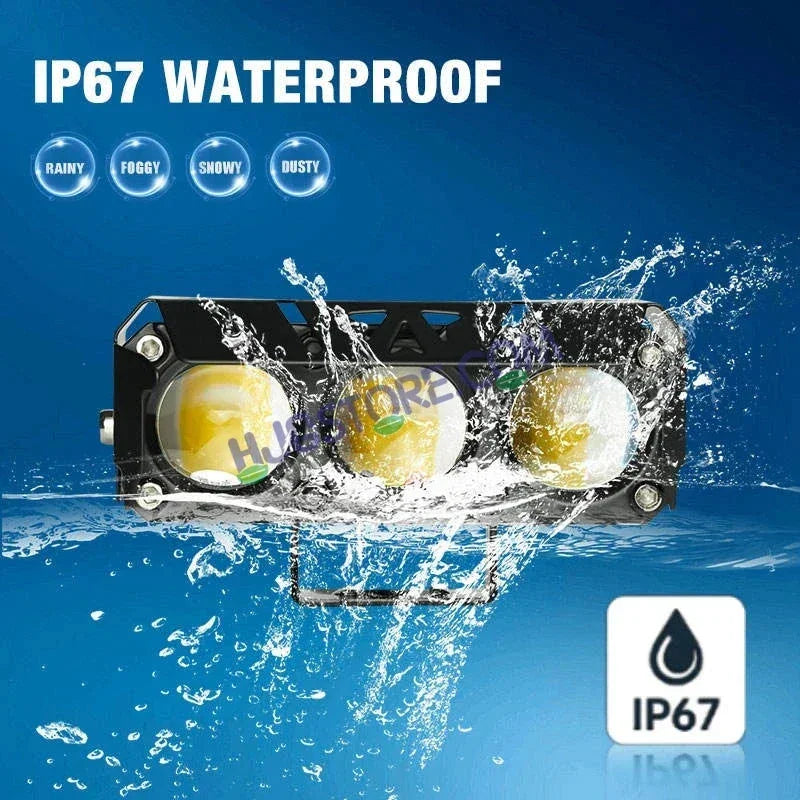 HJG 3 Lens Red Blue 40W Foglight with Red Blue Flash Mode 3 Lens Projector Foglight 40W Foglight Ultra Wide Dual Intensity LED Fog Lights White/Yellow/Warm White/Flash/Red Blue DRL Universal For All Cars & Bikes LIU HJG 3 Lens Red Blue 40W Foglight 1pc - Biker.Store - www.biker.store
