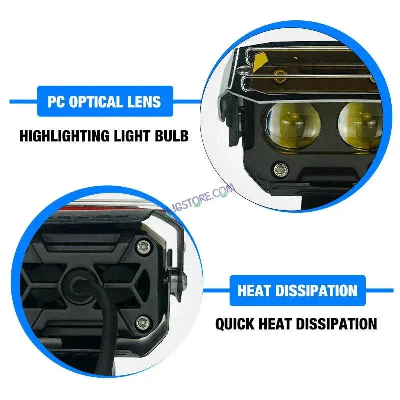 HJG Transformer 2 LED Projector Foglight 140W with Slider Yellow Filter Cap Wide Spread White/Yellow 140W 2pc Foglight Ultra Wide Dual Intensity LED Driving Fog Lights 3000K/6500K Universal For All Cars & Bikes LIU HJG Transformer 2 LED Foglight, Set of 2 - Biker.Store - www.biker.store