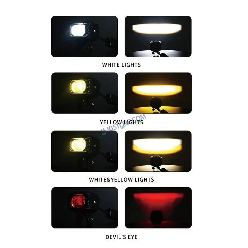 HJG M1 LED Projector Foglight 120W with Wide Spread Red DRL/White/Yellow/Warm White Light 120W 2pc Foglight Ultra Wide Dual Intensity LED Driving Fog Lights 3000K/4300K/6500K Universal For All Cars & Bikes LIU HJG M1 Single Projector Foglight, Pack of 2 - Biker.Store - www.biker.store