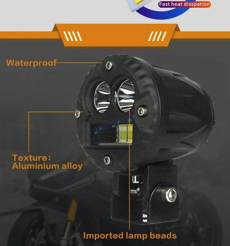 HJG LED Foglight Alien Motorcycle Light 40w Auxiliary Led Spotlights Mini Fog/driving Lights For Motorcycle White/yellow Motorbike Led Lights, Set of 2 - Biker.Store - www.biker.store