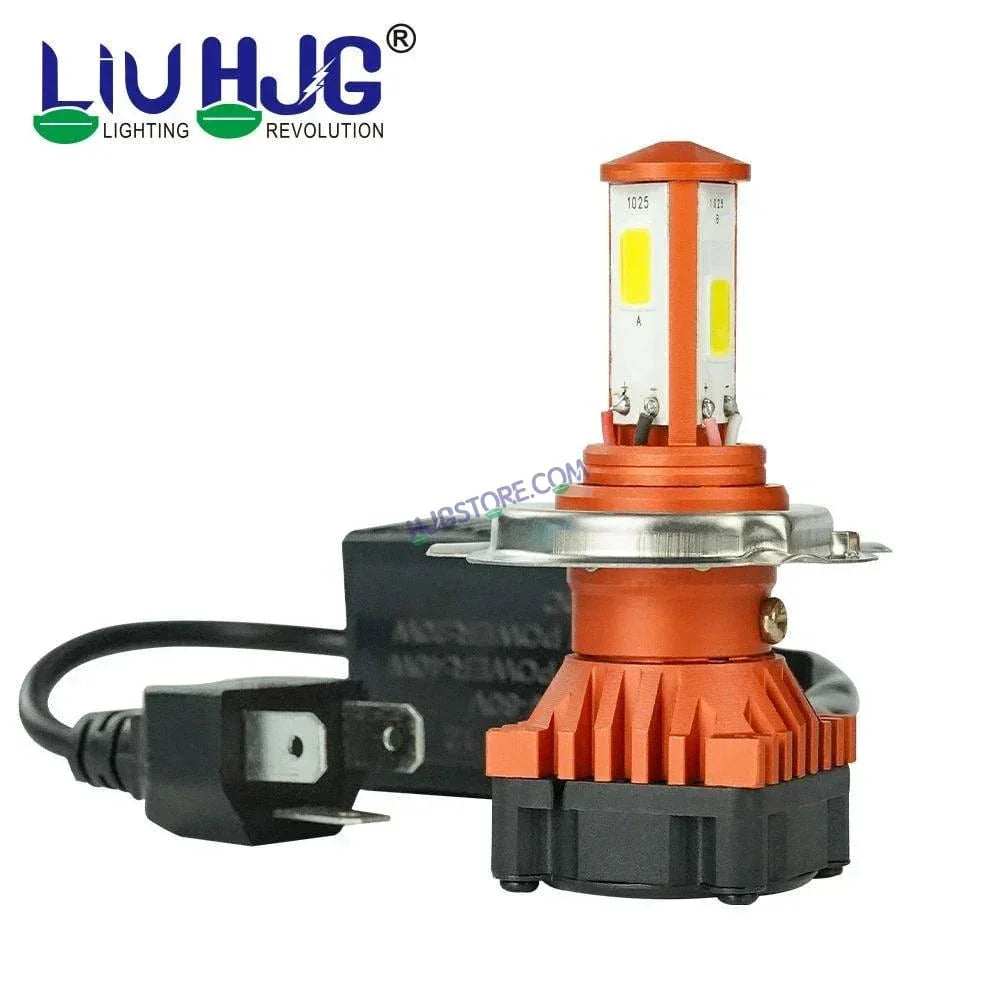 HJG H4 White LED Headlight Bulb H4 For All Motorcycles (Low and High Beam Bulbs (White) White 50W, Pack of 1) - Type H4 - Biker.Store - www.biker.store