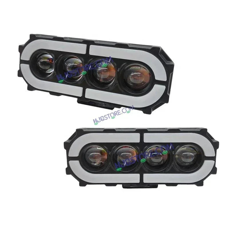 HJG Future 4 Lens with Animated RGB DRL 120W 4 Lens MEGA DRIVE Fog Light For Bike/Car/Thar/Jeep ( Cool White, 60W each * 2 = 120W Total ) - Pack of 2 Future Eyes 4 Lens with RGB Multi DRL - Biker.Store - www.biker.store