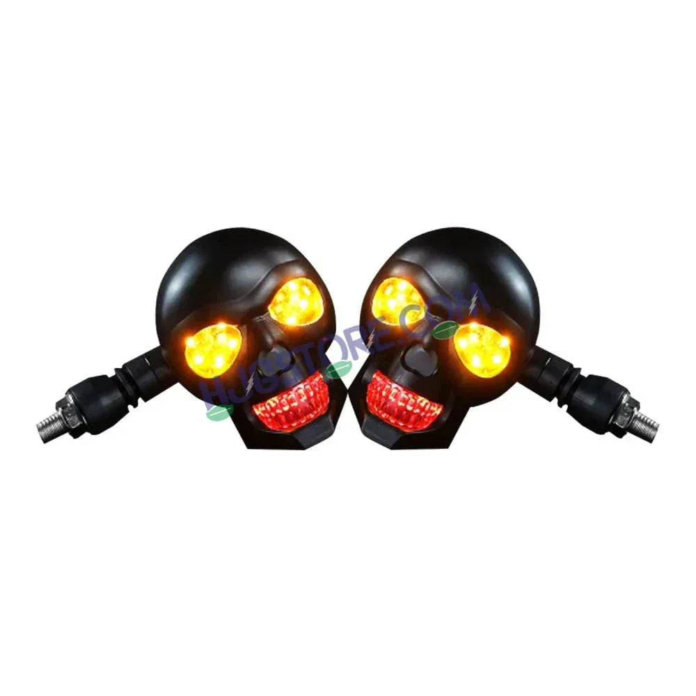 HJG Skull Indicator Skull Shape Turn Signal Lights Indicator Universal for All Bikes Models Turn Signal Lights Motorcycle Set of 2 LIU HJG Skull Indicator - Biker.Store - www.biker.store