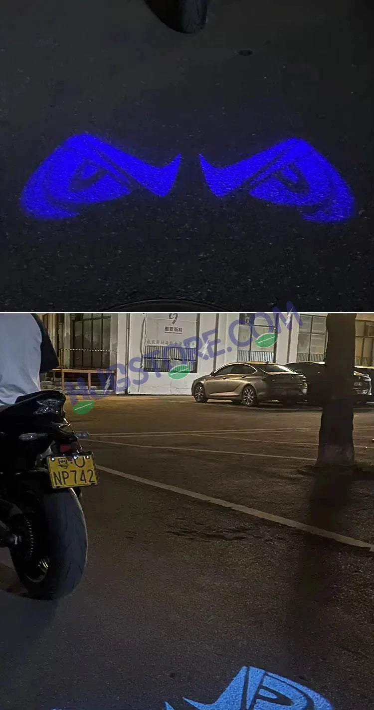 HJG Devil Eye Shadow Light License Plate Ground Projector Shadow Devil Eyes Red/Blue/White/Purple Universal for Two Wheelers/Cars/SUV Ground Devil Eyes Light Projection Universal For All Bikes and Cars LIU HJG License Plate Devil Eye Shadow Projector - Biker.Store - www.biker.store