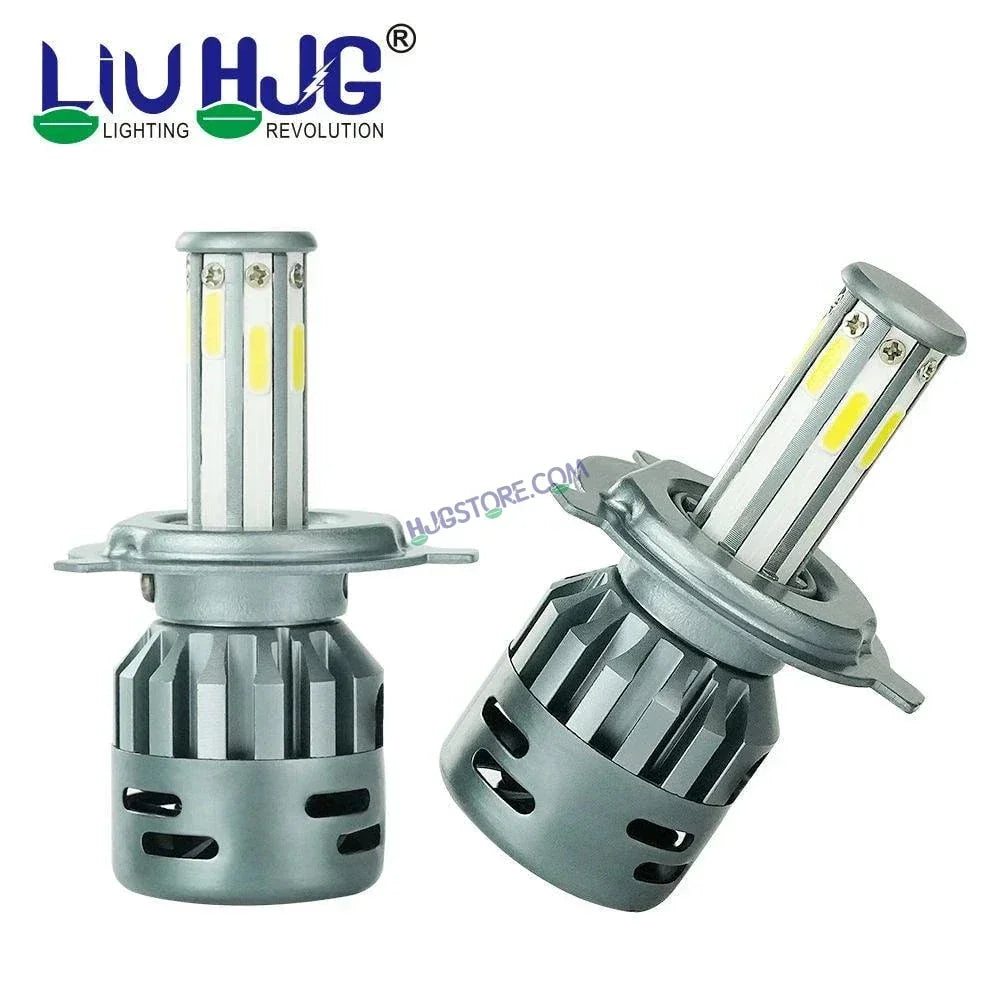 HJG M8 ORIGINAL 100W LED Headlight Bulb H4 For All Motorcycles (Low and High Beam Bulbs (White) AC/DC 100Watt 8 Side Chip) - Type H4 Hi/Lo - Biker.Store - www.biker.store
