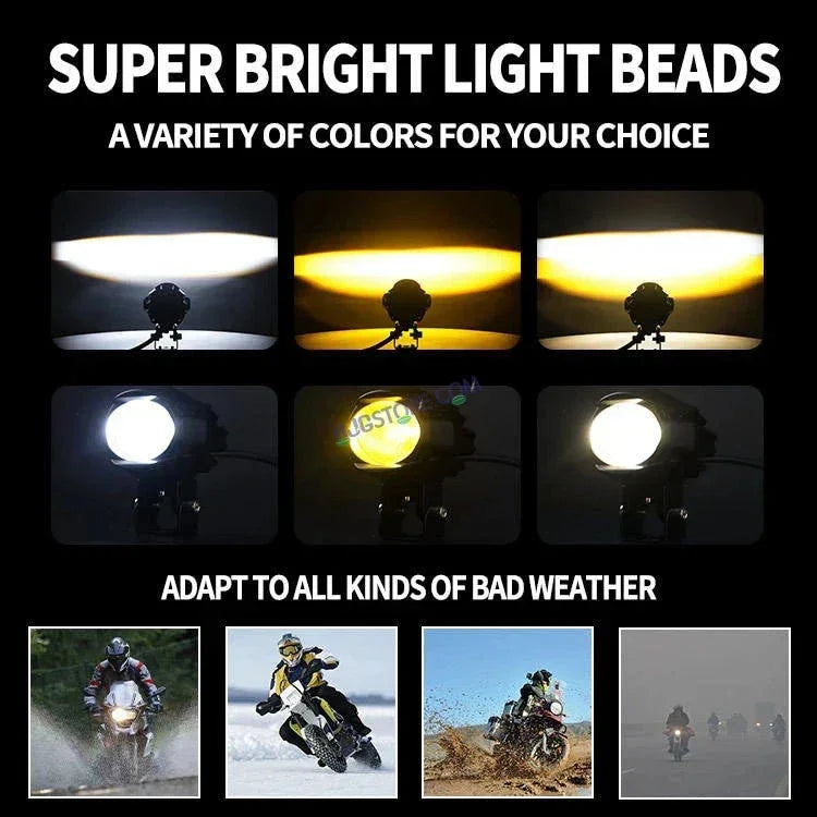 HJG 120W Large Size Alien Projector Foglight 120W with Wide Spread White/Yellow/Warm White Light 120W 2pc Foglight Ultra Wide Dual Intensity LED Driving Fog Lights 3000K/4300K/6500K Universal For All Cars & Bikes LIU HJG Large Alien 1 Foglight, Pack of 2 - Biker.Store - www.biker.store