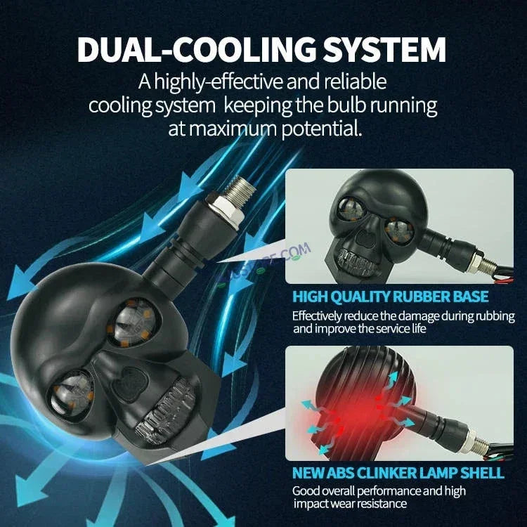 HJG Skull Indicator Skull Shape Turn Signal Lights Indicator Universal for All Bikes Models Turn Signal Lights Motorcycle Set of 2 HJG Skull Indicator - Biker.Store - www.biker.store