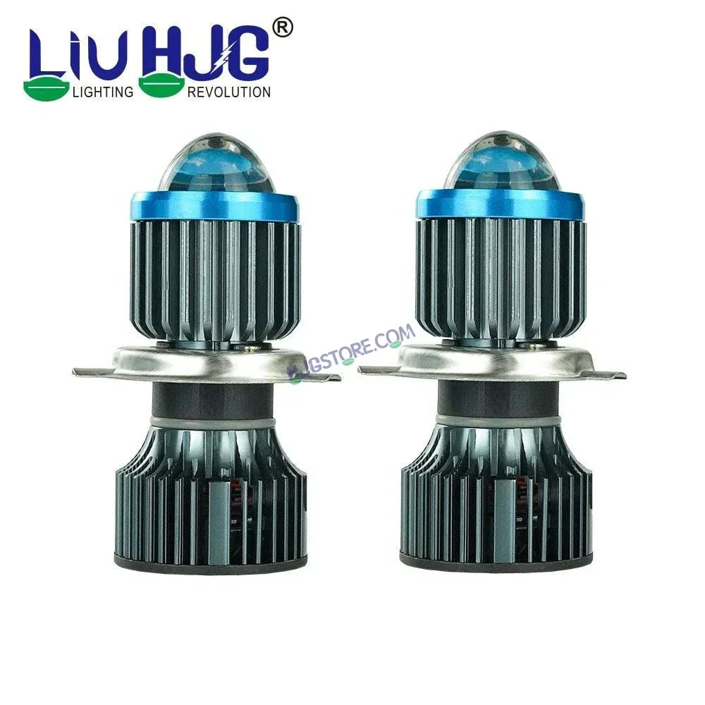 HJG H4 Lens White Yellow LED Headlight Bulb H4 Metallic Body For All Motorcycles, Car, SUV (Low and High Beam Bulbs (White) White Yellow 50W Lens) - Type H4 - Biker.Store - www.biker.store