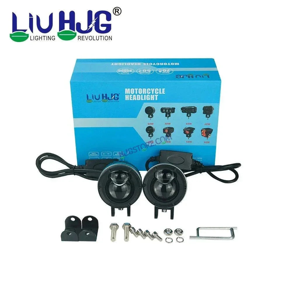 HJG P49 1124 Dual Lens 120W Foglight New Model with Power Adaptor Foglight Ultra Wide Dual Intensity LED Driving Fog Lights White/Yellow (2*60W = 120W Total) Universal For All Cars & Bikes - Biker.Store - www.biker.store