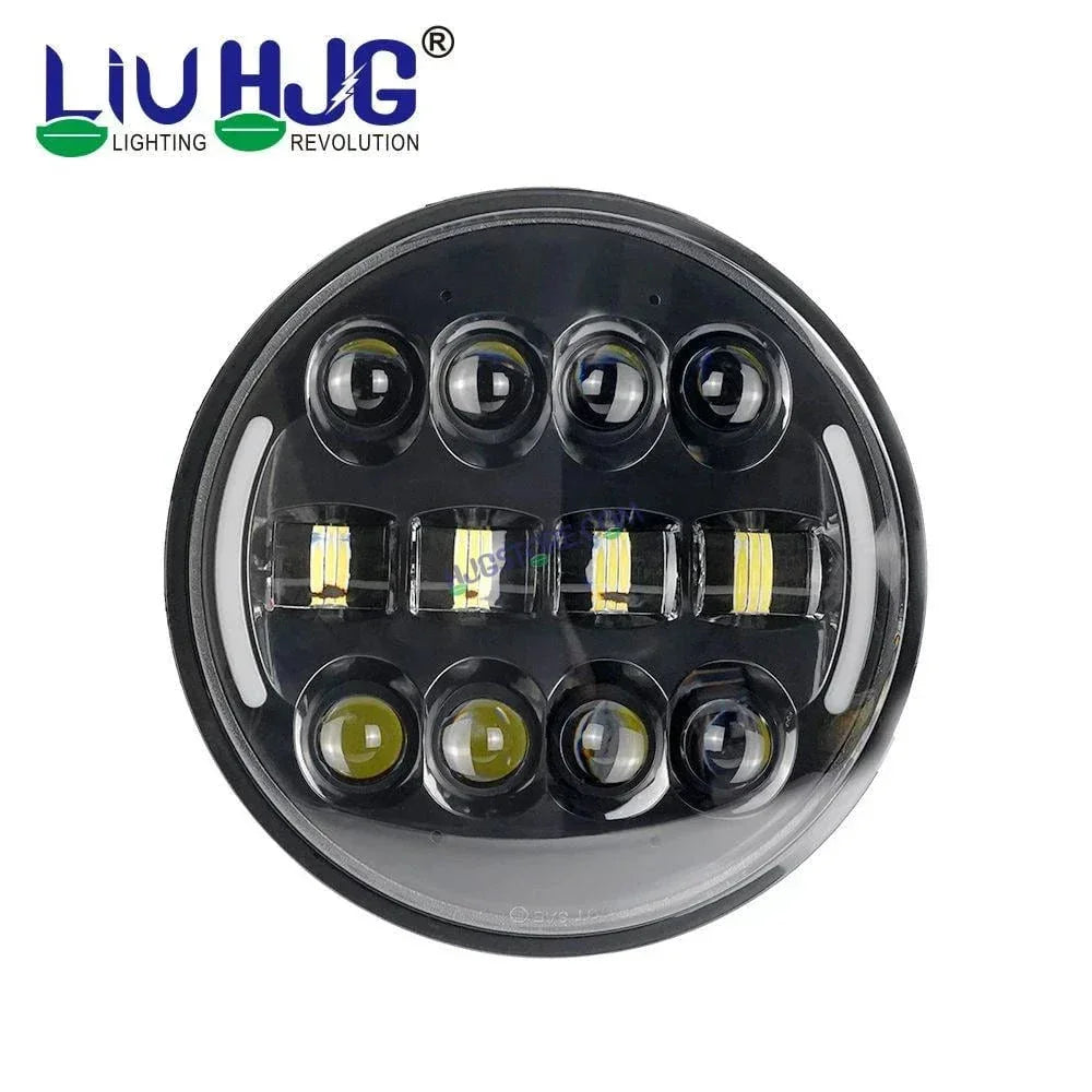 HJG 7 Inch Led Headlight Assembly Halo Lights Dual Color Yellow White 7 Inch Round Motorcycle Lights For Jeeps Universal Car Compatible with Royal Enfield, Jeep & Harley Davidson Tuff Plus New 231046 - Biker.Store - www.biker.store