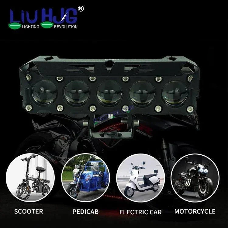 HJG Future Eyes 5 Lens 150W 5 Lens MEGA DRIVE Fog Light For Bike/Car/Thar/Jeep ( Cool White, 75W each * 2 = 150W Total ) - Pack of 2 - Biker.Store - www.biker.store