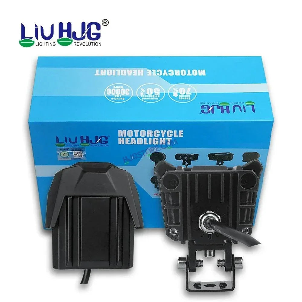 HJG New Model 150W Foglight Projector Lens with Devil Red DRL Future Eyes 150W MEGA DRIVE Fog Light For Bike/Car/Thar/Jeep ( Cool White, 75W each * 2 = 150W Total ) - Pack of 2 - Biker.Store - www.biker.store
