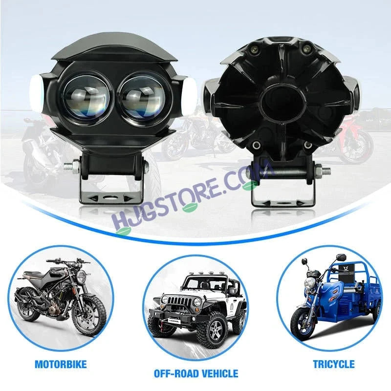 HJG New Alien 2 Lens Projector with Red Devil & Side Blue DRL LED Fog Light Dual Lens Projector Shot Fog Light For Bike/Car/Thar/Jeep - Cool White/Yellow with Red DRL & side Blue DRL, Pack of 1 LIU HJG Alien 2 Lens Projector Fog Light with Red Blue Devil - HJGstore.com