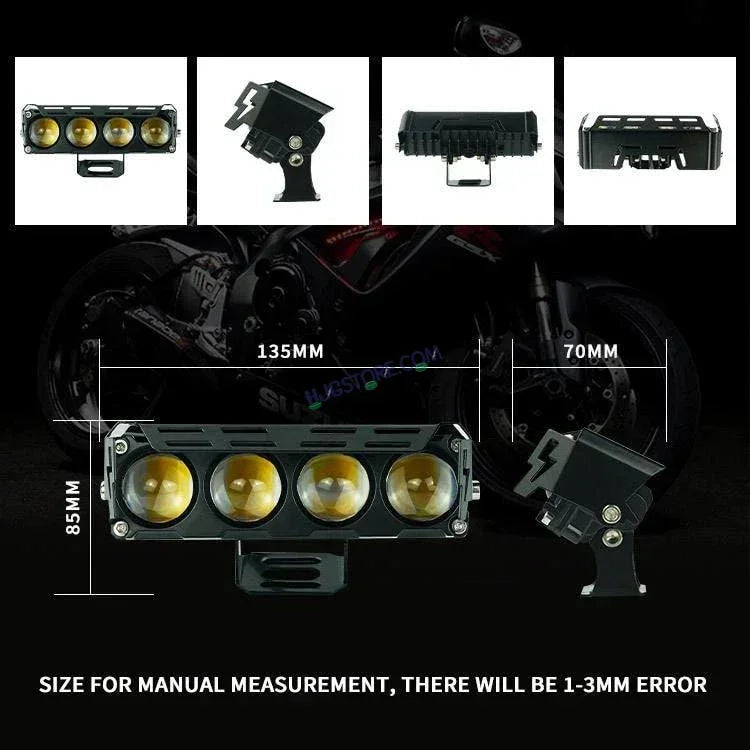 HJG Future Eyes 4 Lens 120W 4 Lens MEGA DRIVE Fog Light For Bike/Car/Thar/Jeep ( Cool White, 60W each * 2 = 120W Total ) - Pack of 2 Future Eyes 4 Lens - Biker.Store - www.biker.store
