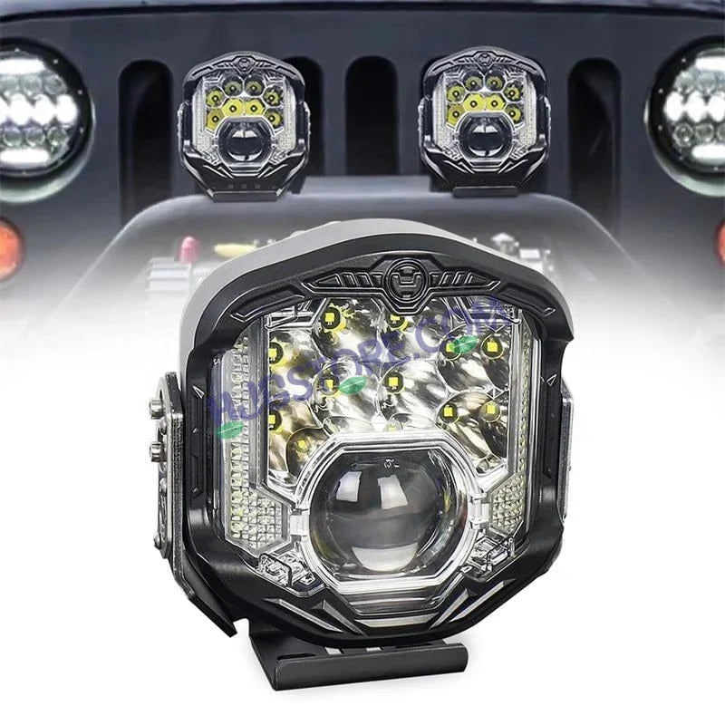 HJG GodsEye Side Shooter 1 LED with 8 CREE LED White/Red Off Road 7 inch 95W LED Headlight Spot Light Fog Light Universal For Bike, Truck, Jeep, Car Bike Led Headlights LED Fog Lights For Motorcycle Car SUV Lights, Pack of 1 LIU HJG GodsEye Side Shooter - Biker.Store - www.biker.store