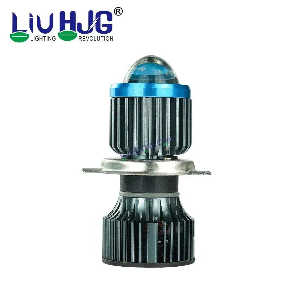 HJG H4 Lens White Yellow LED Headlight Bulb H4 Metallic Body For All Motorcycles, Car, SUV (Low and High Beam Bulbs (White) White Yellow 50W Lens) - Type H4 - Biker.Store - www.biker.store