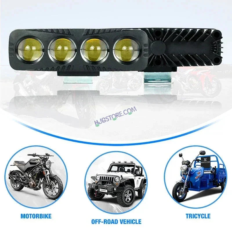HJG 4 Lens Fog Light 80W Red Devil DRL 4 Lens Projector Lens Foglight 80W (2 * 40W) 4 Lens LED Projector Fog 80W with Red Devil DRL Foglight Ultra Wide Dual Intensity LED Fog Lights White/Yellow/Red Devil DRL Projector (80W) Universal For All Cars & Bikes - Biker.Store - www.biker.store