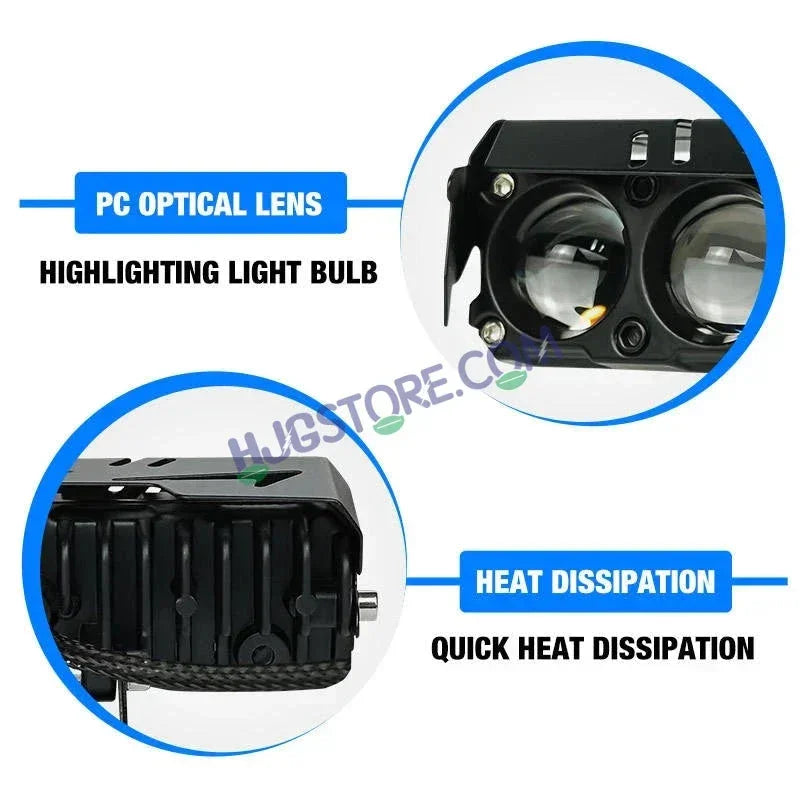 HJG 4 Lens Red Blue 50W Foglight with Red Blue Flash Mode 4 Lens Projector Foglight 50W Foglight Ultra Wide Dual Intensity LED Fog Lights White/Yellow/Warm White/Flash/Red Blue DRL Universal For All Cars & Bikes LIU HJG 4 Lens Red Blue 50W Foglight 1pc - Biker.Store - www.biker.store