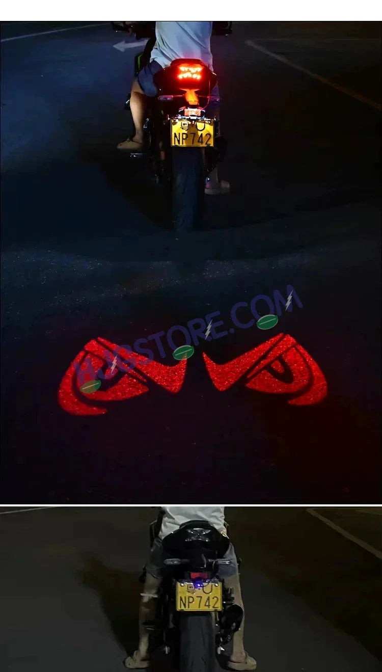 HJG Devil Eye Shadow Light License Plate Ground Projector Shadow Devil Eyes Red/Blue/White/Purple Universal for Two Wheelers/Cars/SUV Ground Devil Eyes Light Projection Universal For All Bikes and Cars LIU HJG License Plate Devil Eye Shadow Projector - Biker.Store - www.biker.store