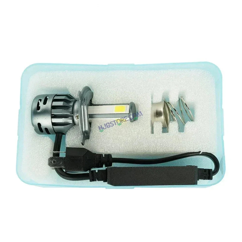 HJG M4 Mini ORIGINAL LED Headlight Bulb H4 80W For All Motorcycles (Low and High Beam Bulbs (White) AC/DC 80Watt 4 Side Chip) - Type H4 Hi/Lo - Biker.Store - www.biker.store
