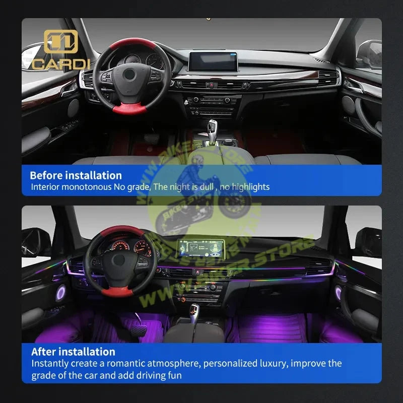 Cardi K4 Plus Ambient Smart LED Ambient Light Strip Kit for Interior Car Lighting, Universal Atmosphere Lamp K4 Plus 7th Gen, 18-in-1 Ambient Lighting Solution with App control - Biker.Store - www.biker.store