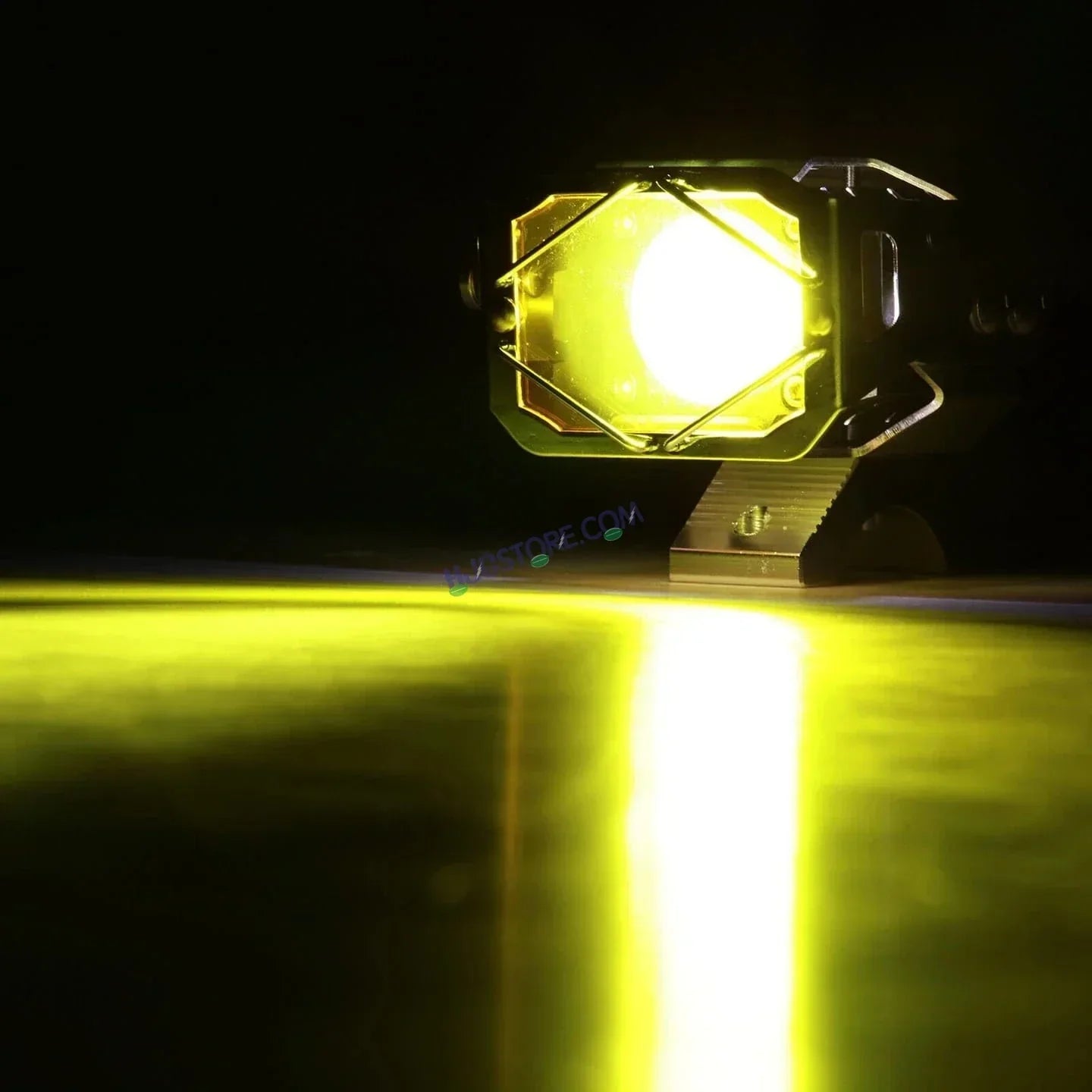 HJG Chrome Transformer Foglight 140W LED Projector with Wiring Kit Slider Yellow Cap Wide Spread White/Yellow 140W 2pc Foglight Ultra Wide Dual Intensity LED Driving Fog Lights 3000K/6500K Universal For All Cars & Bikes, Pack of 2 with Wiring Harness Kit - Biker.Store - www.biker.store