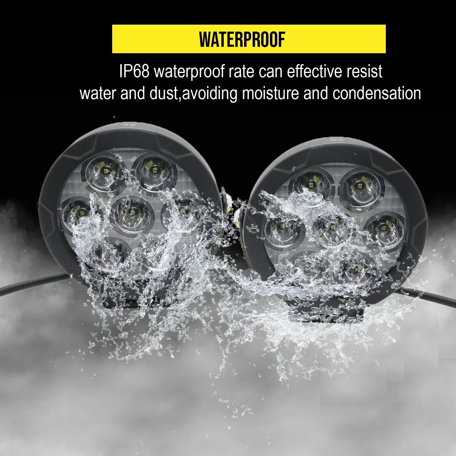 HJG Original 70W CREE 140W Dual Color Yellow/White LED Fog Lights with Wiring Harness Kit light brightness output controller switch Yellow Filter Cap Waterproof Light for Bikes, Cars, Jeeps Yellow Filter Cap - Biker.Store - www.biker.store