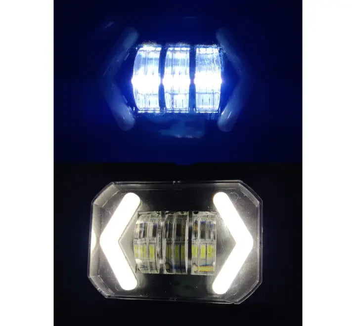 HJG Arrow DRL Square Original Foglight 120W 4 Lens Dual Color White/Yellow LED Foglights (Set of 2) - Biker.Store - www.biker.store