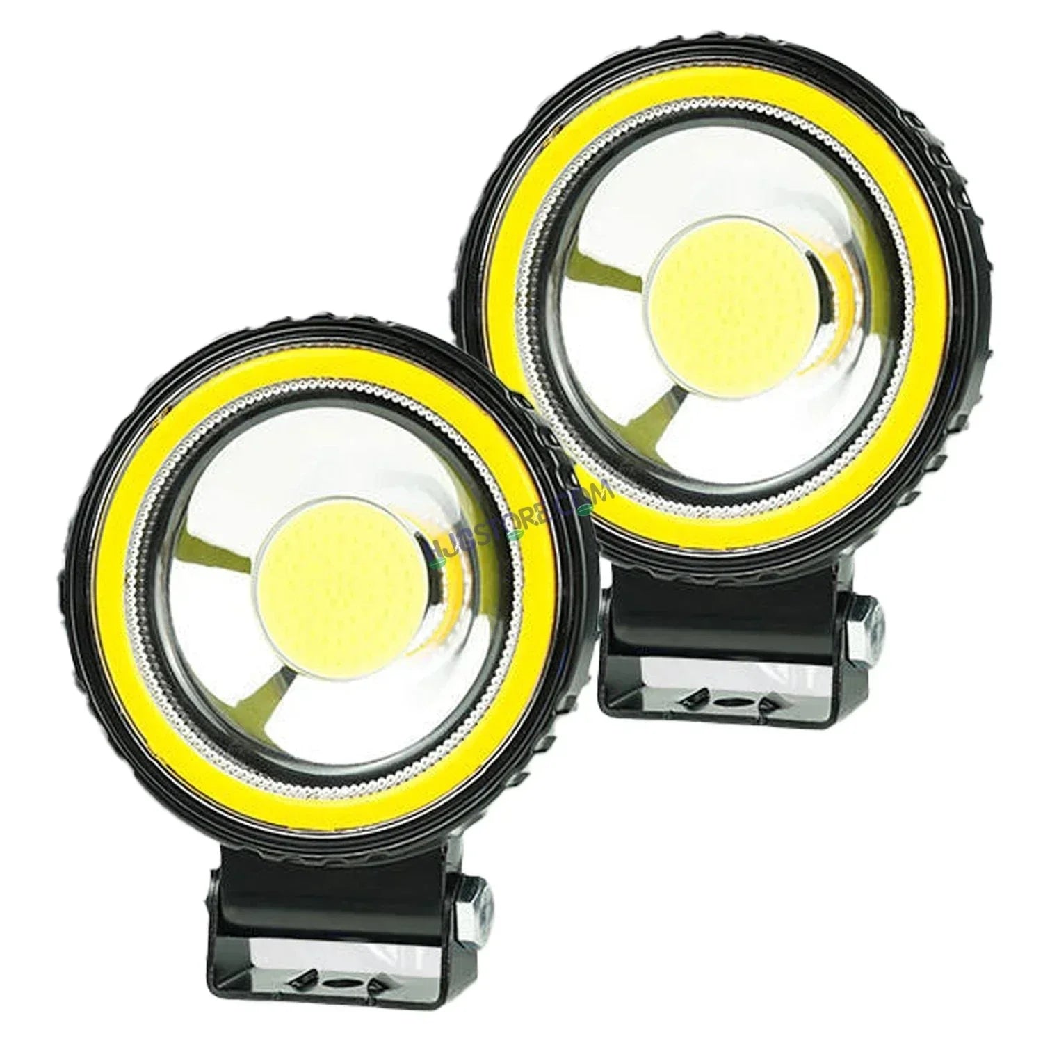 HJG Single LED New Model Round Fog Light 60W LIU HJG Round Fog Light with Red DRL For Universal For Bike Universal For Car (Set of 2) 60W HJG Round Foglight with Red DRL, Flash Mode - Biker.Store - www.biker.store