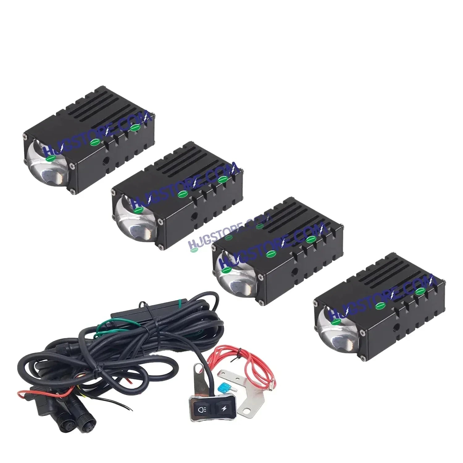 HJG LIU HJG Original Waymaker 4 LED New Model Slim Drive Grille Fitting Dual Colour Fog Light Mini Drive Light Version 4 And Wiring With Canbus For All Cars and Motorcycles (4Pcs) HJG Waymaker Foglight HJG New Model 4 LED with Canbus Wiring Harness Kit - Biker.Store - www.biker.store