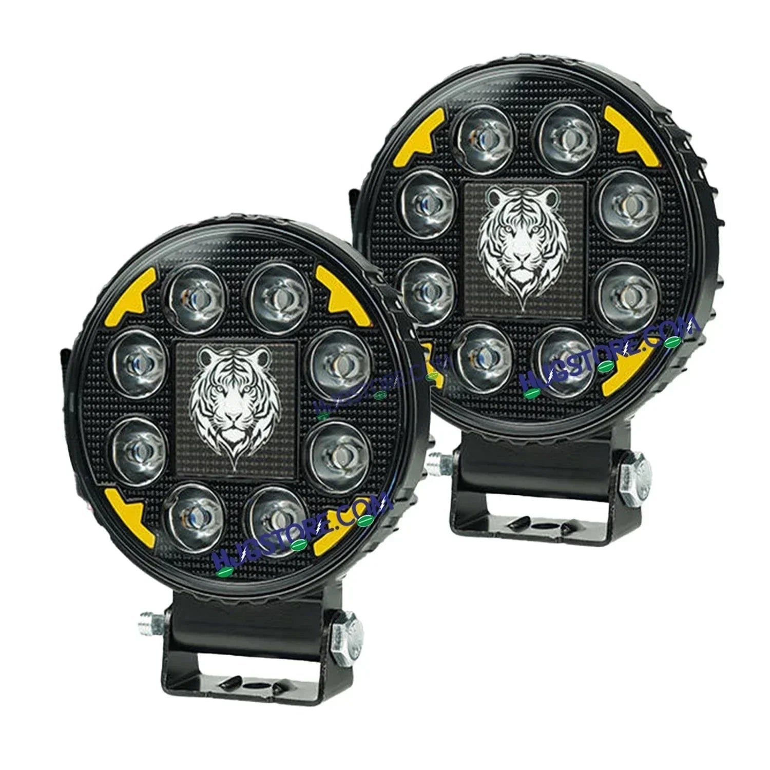 HJG 8 LED Tiger Round New Model Fog Light 60W LIU HJG Round Tiger Fog Light with DRL For Universal For Bike Universal For Car (Set of 2) 60W HJG - Biker.Store - www.biker.store