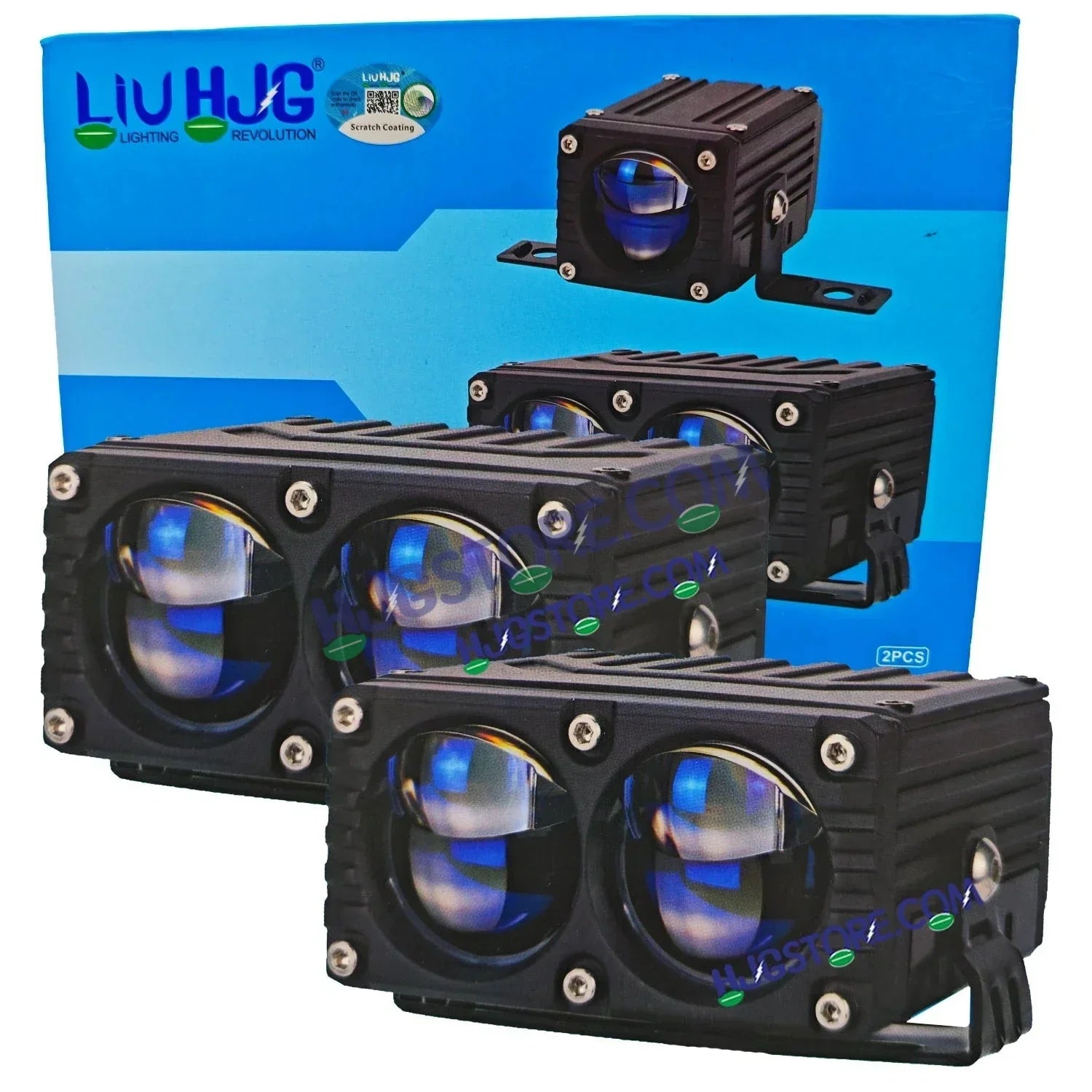 HJG Blaze 2 Lens Waymaker Pro 160W Blaze 2 Lens Foglight New Model LED Foglight with Laser Spot and Wide Spread Red/White/Yellow 160W Foglight Ultra Wide Dual Intensity LED Driving Fog Light 3000K/6500K Universal For All Cars & Bikes LIU HJG Blaze 2 Fog - Biker.Store - www.biker.store