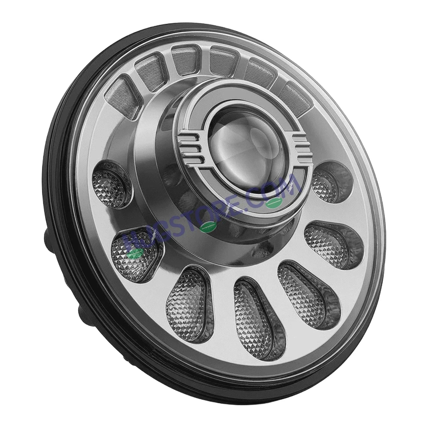 HJG C-250 Petal 7 Inch Headlight Assembly White Amber Petals 7 Inch Headlight Assembly 88W Projector Ultra Wide C-250 White LED Headlight New Projector Headlight Assembly | 88W CREE/Osram LED Chip Multi DRL Compatible with Royal Enfield, Jeep, Thar, Gypsy - HJGstore.com