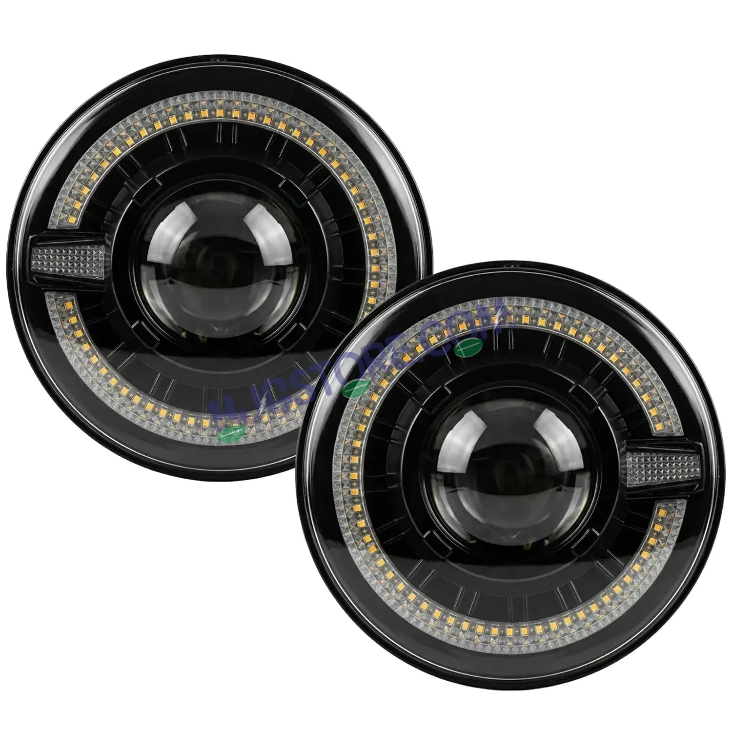 HJG C-320 7 Inch Headlight Set Pack of 2 108W Projector Ultra Wide 7 Inch Headlight Assembly 2pc C-320 Left Right White LED Headlight Projector Headlight Assembly | 108W CREE/Osram LED Chip Multi DRL Compatible with Jeep, Jimny, Thar, Gypsy - Set of 2, H4 - Biker.Store - www.biker.store