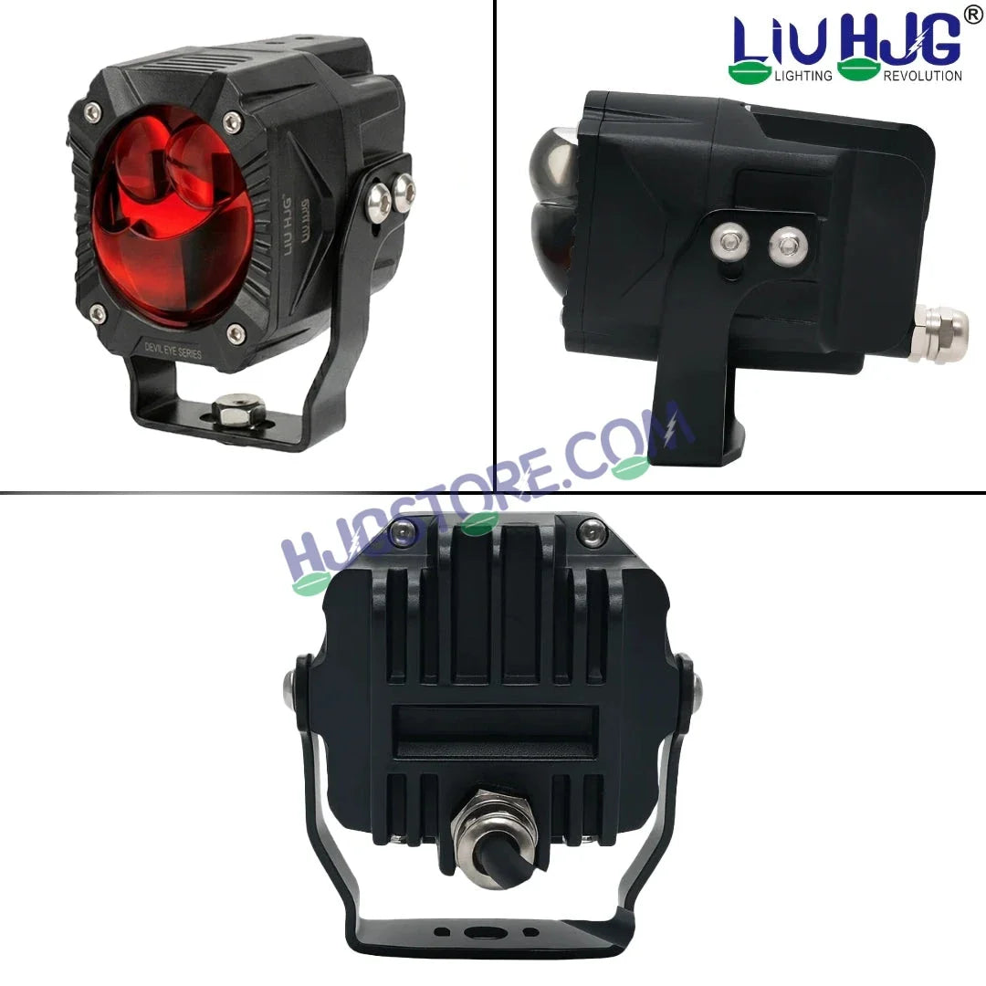 HJG Gorilla V2 Foglight Triple Lens 120W Gorilla V2 Tri Lens Fog New Model with Power Adaptor Ultra Wide Dual Intensity LED Driving Fog Lights White/Yellow/Red (2*60W = 120W Total) Universal For Cars & Bikes LIU HJG Gorilla V2 Projector Fog with Red DRL - Biker.Store - www.biker.store