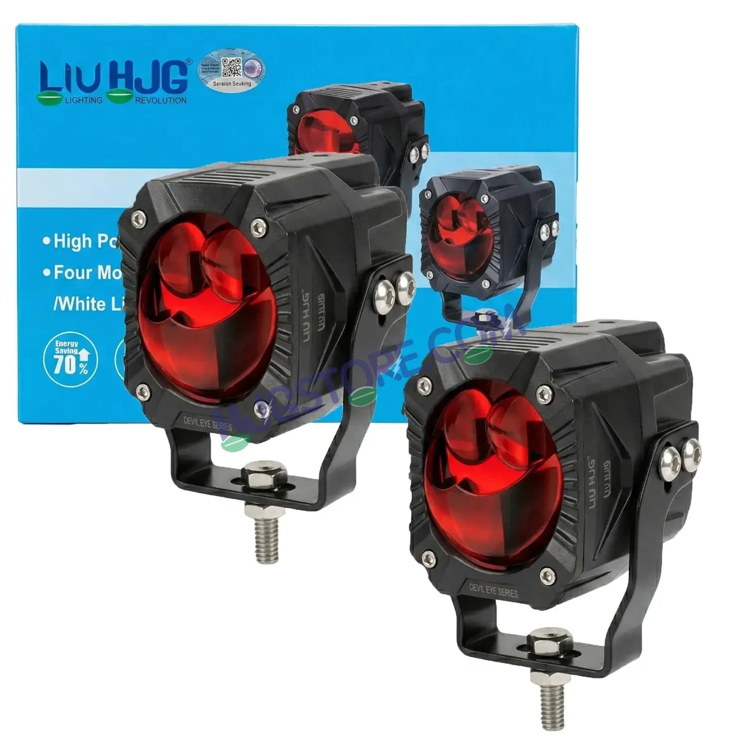 HJG Gorilla V2 Foglight Triple Lens 120W Gorilla V2 Tri Lens Fog New Model with Power Adaptor Ultra Wide Dual Intensity LED Driving Fog Lights White/Yellow/Red (2*60W = 120W Total) Universal For Cars & Bikes LIU HJG Gorilla V2 Projector Fog with Red DRL - Biker.Store - www.biker.store