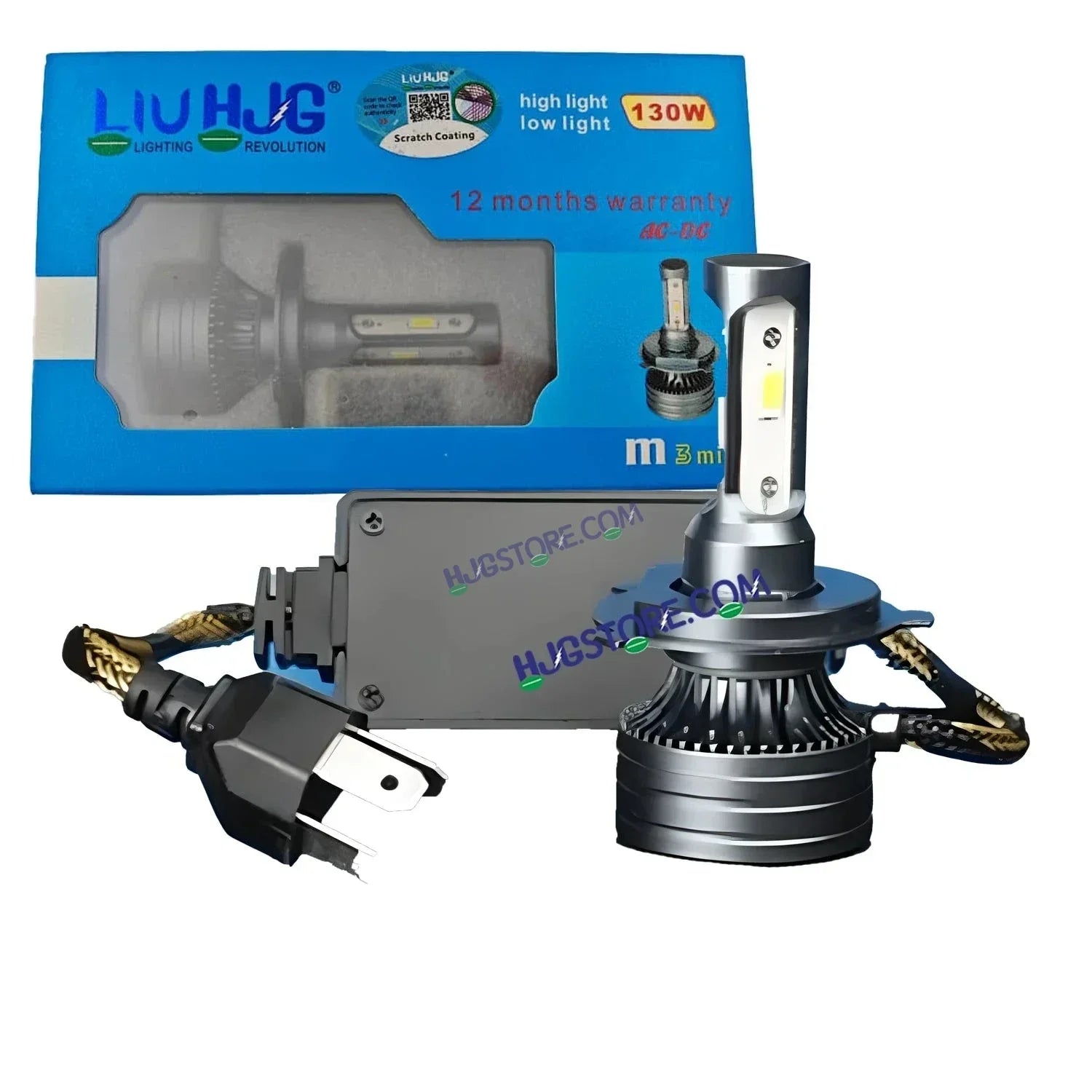 HJG 130W M3 Mini H4 New Model LED Bulb AC/DC Headlight LED Bulb White Beam 130W HJG M3 130W H4 LED for Bike Car Light H4 LED with Fan Bulb 13000LM 130W Conversion Kit Hi/Lo Beam Headlight 12V/24V for Motorcycle/Car, Set of 1, 13000 LM 130W, White Hi/Lo - Biker.Store - www.biker.store