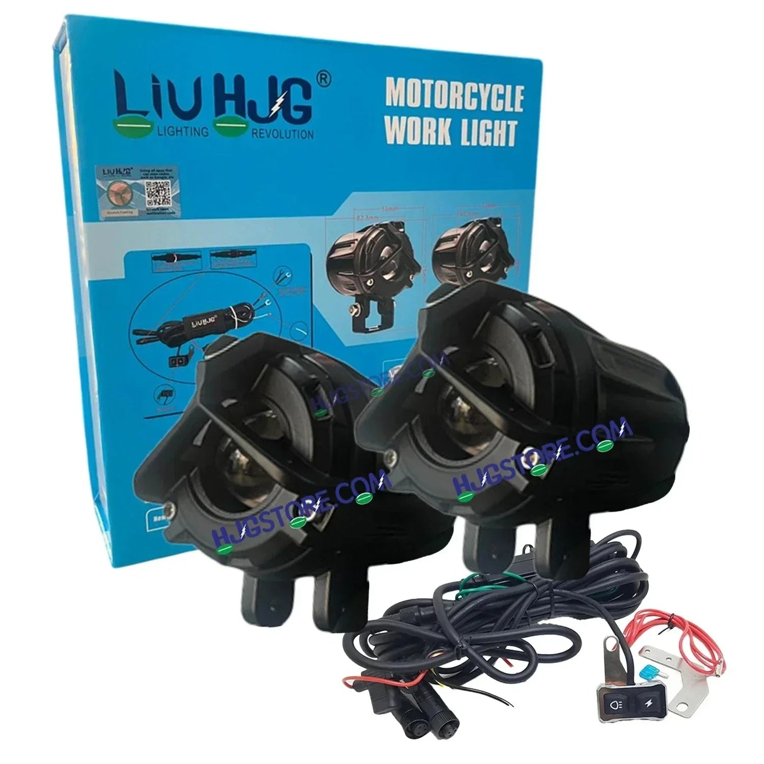 HJG Mini Mercedes Y Lens with Cooling Fan with Wiring Harness Kit 80W Foglight Ultra Wide Dual Intensity LED Driving Fog Lights White (2*40W = 80W Total) Universal For All Cars & Bikes LIU HJG Mini Mercedes Y Lens 80W with Cooling Fan and Wiring Kit - Biker.Store - www.biker.store
