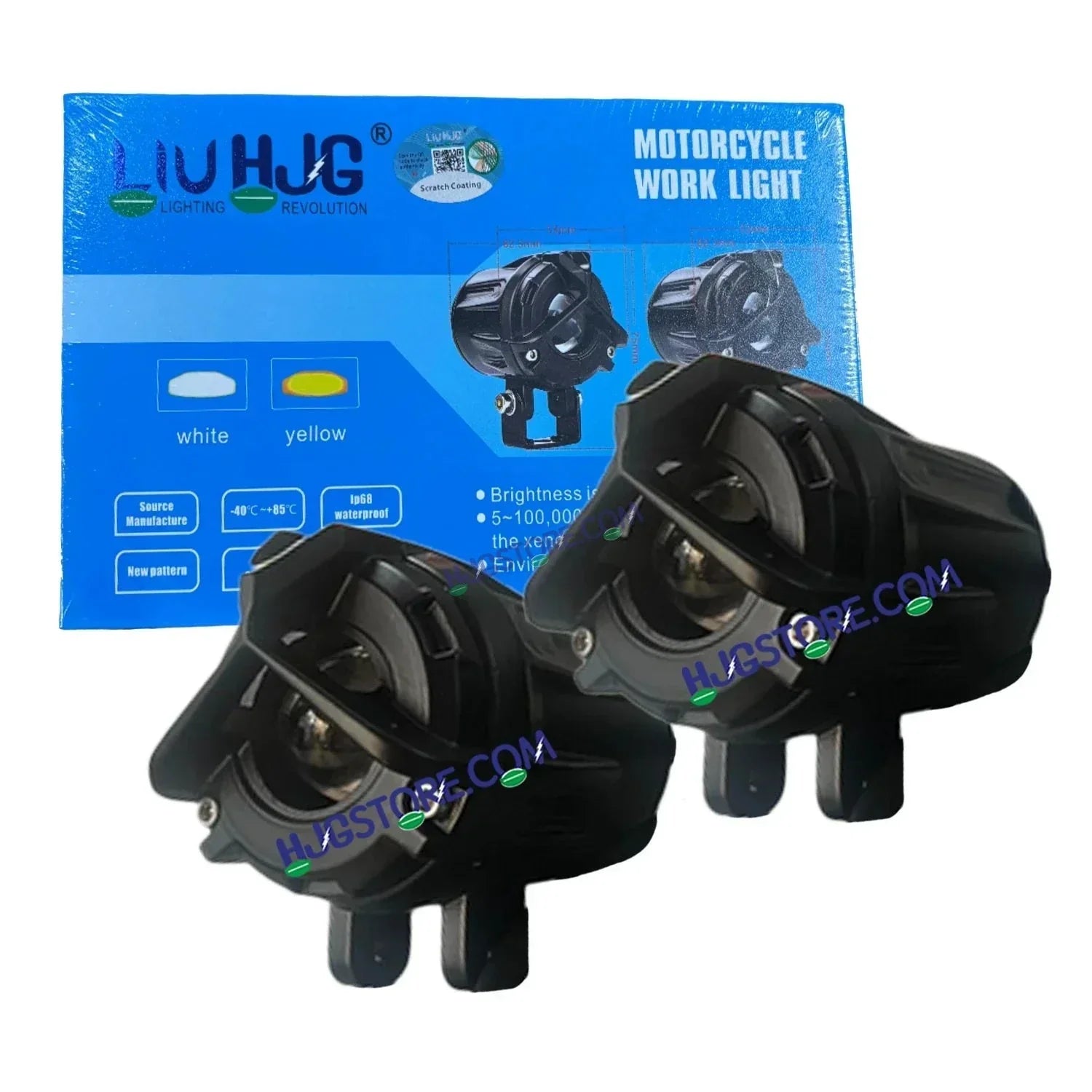 HJG Mini Mercedes Y Lens with Cooling Fan 80W Foglight Ultra Wide Dual Intensity LED Driving Fog Lights White/Yellow (2*40W = 80W Total) Universal For All Cars & Bikes LIU HJG Mini Mercedes Y Lens 80W with Cooling Fan Ultra Wide Light Throw - Biker.Store - www.biker.store