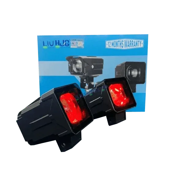 HJG Original 200W Camera Lens Fog LED Square Laser HJG Fog Light with Red Devil Lens 200W Red/White (Low and High Beam) MEGA DRIVE Fog Light For Bike/Car/Thar/Jeep/SUV/Universal ( Cool White ) - Pack of 2 - Biker.Store - www.biker.store