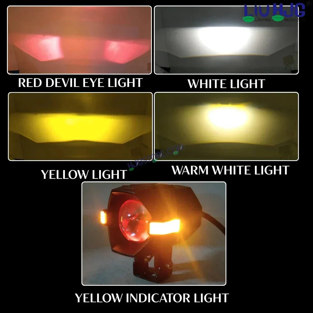 HJG NightBreaker Spaceship P97 Dual Projector Lens Foglight 100W Dual Lens Projector Lens Fog Light 100W Foglight Ultra Wide Dual Intensity LED Fog Lights White/Yellow Universal For All Cars & Bikes with Hazard Indicator LIU HJG P97 Foglight Red Amber DRL - Biker.Store - www.biker.store