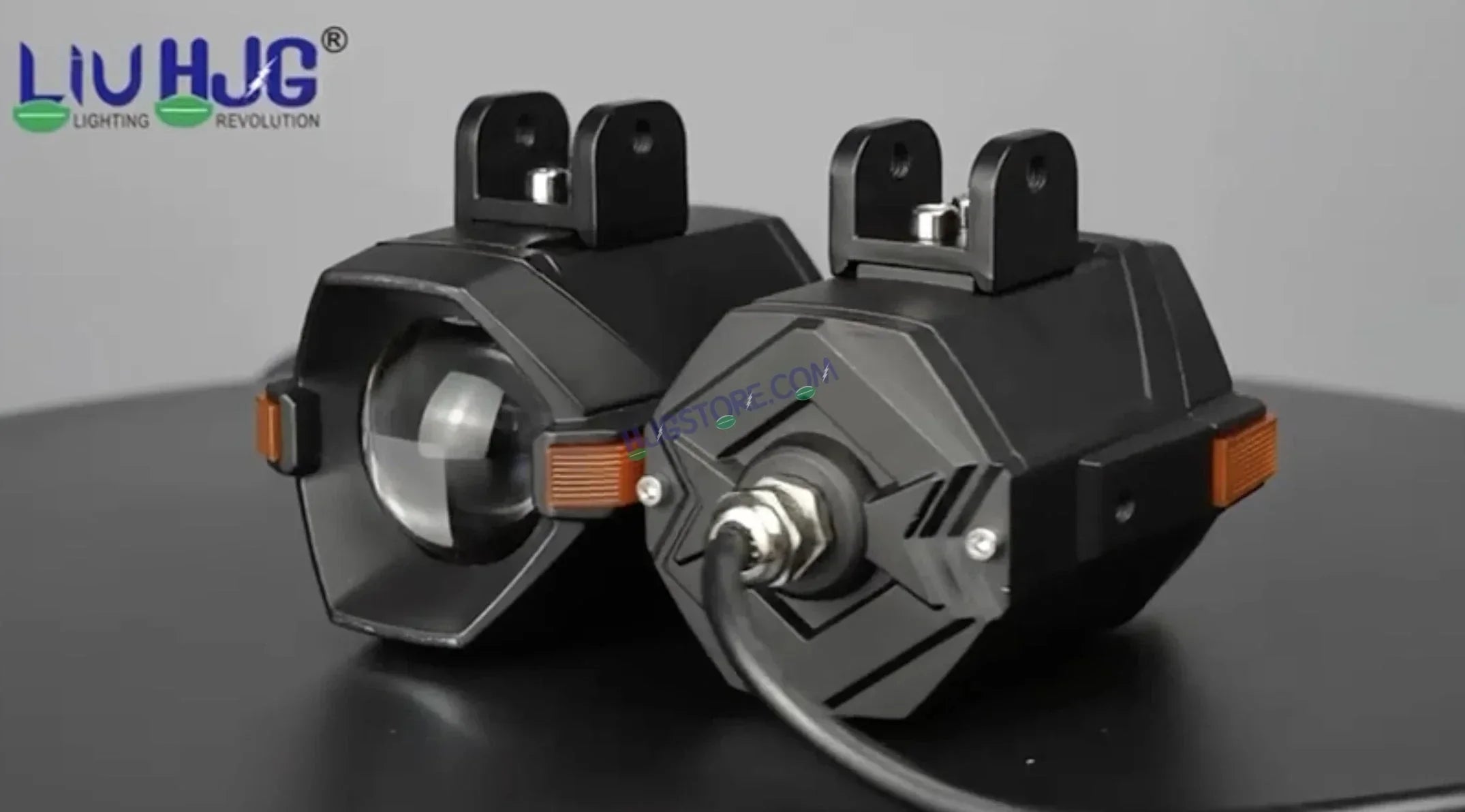 HJG NightBreaker Spaceship P97 Dual Projector Lens Foglight 100W Dual Lens Projector Lens Fog Light 100W Foglight Ultra Wide Dual Intensity LED Fog Lights White/Yellow Universal For All Cars & Bikes with Hazard Indicator LIU HJG P97 Foglight Red Amber DRL - Biker.Store - www.biker.store