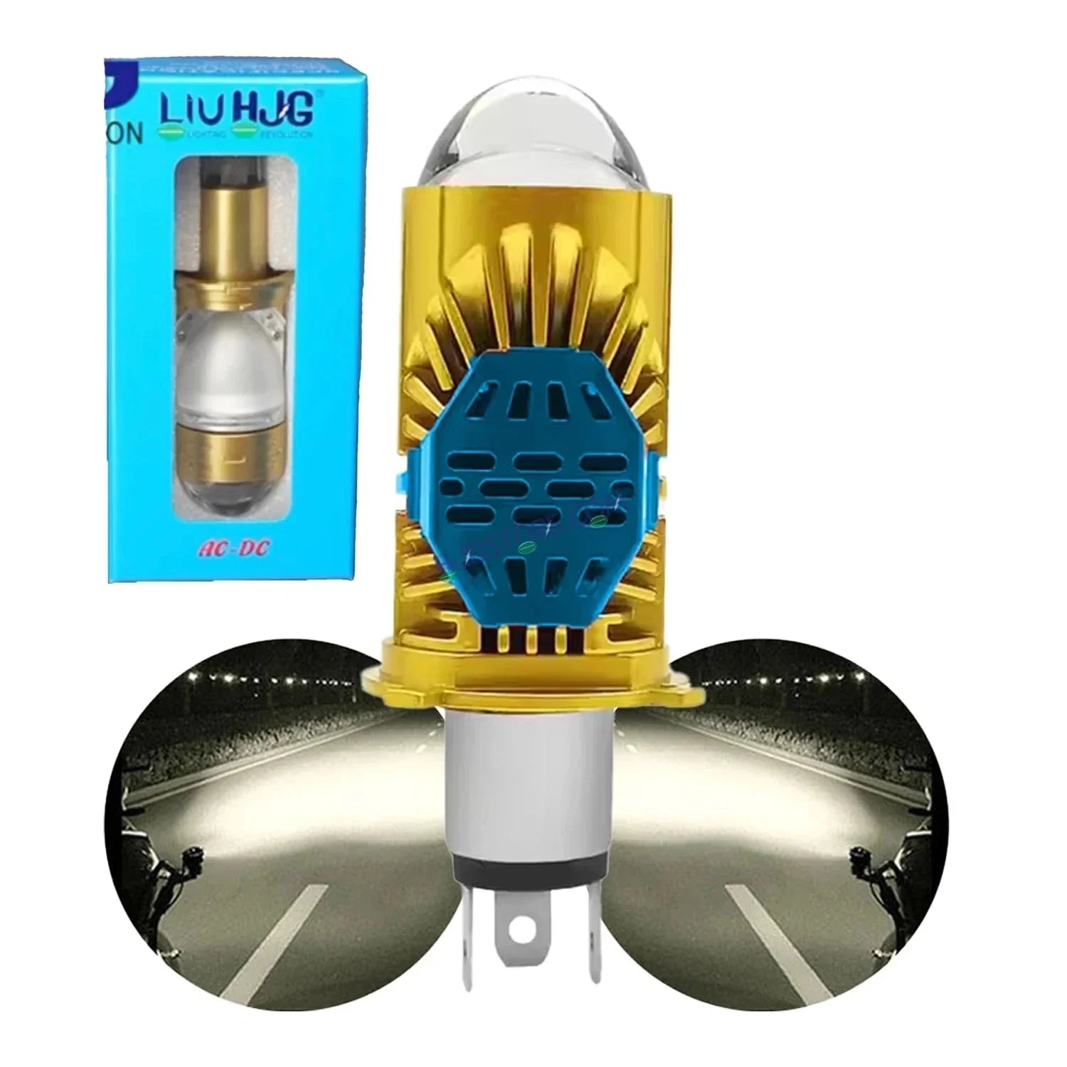 HJG RTD Lens H4 New Model White Low Beam White High Beam RTD Lens Dual Projector Lens H4 LED Bulb 50W HJG Projector Light H4 LED Mini Projector Lens with Fan Bulb 5000LM Conversion Kit Hi/Lo Beam Headlight 12V/24V for Motorcycle/Car, Set of 1, White Hi/Lo - Biker.Store - www.biker.store