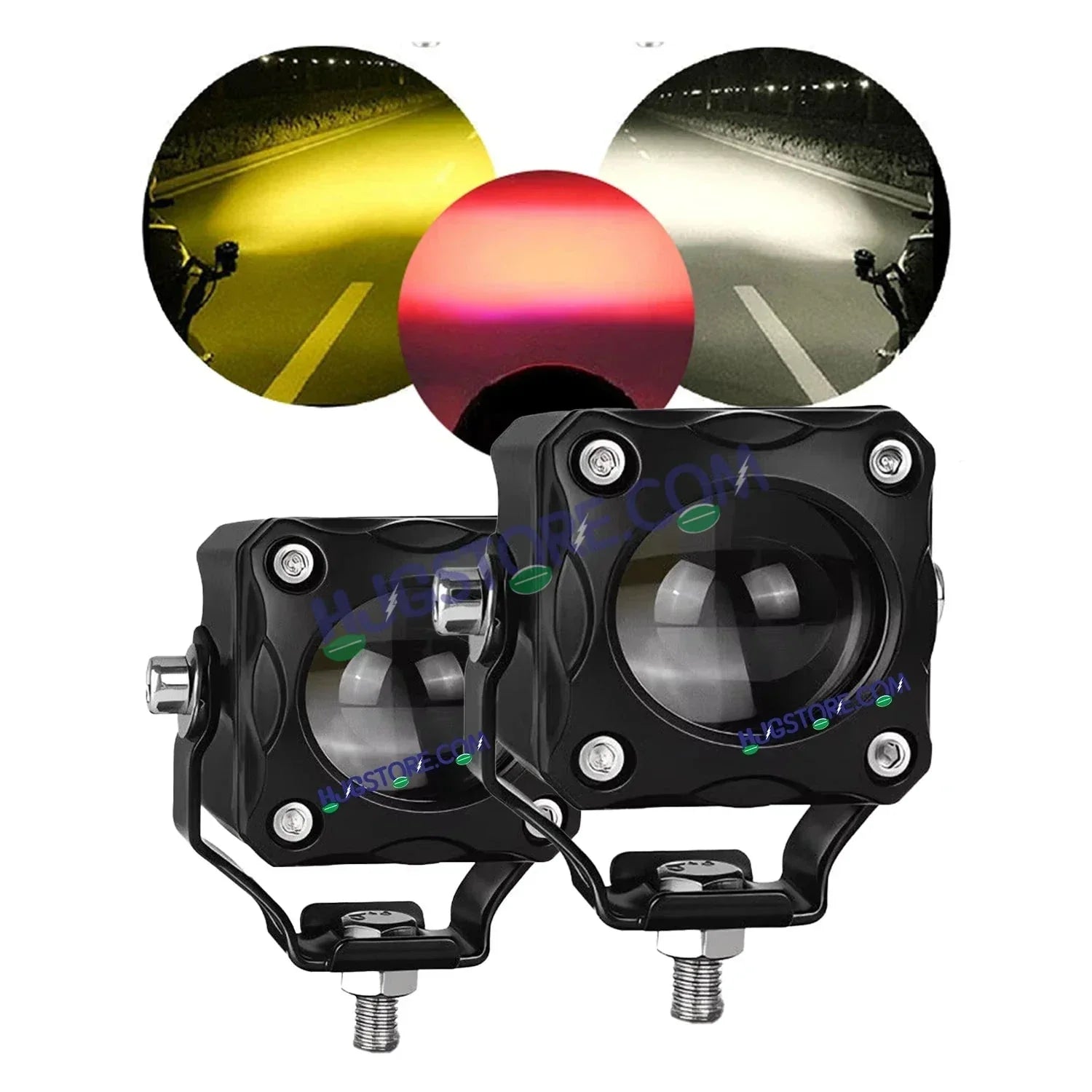 HJG Red Devil Mini Cube Foglight 40W New Model Projector Foglight Red Devil DRL/White/Yellow Ultra Wide Dual Intensity 40W LED Fog Lights White/Yellow/Red Devil DRL Universal For All Cars & Bikes LIU HJG Red Devil Cube Mini Cube Foglight 40W, Set of 2 - Biker.Store - www.biker.store