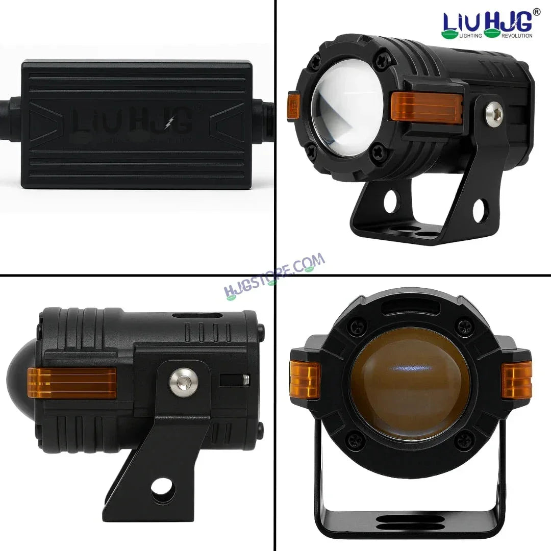 HJG S-82 Foglight Projector Lens Foglight 80W with Hazard Indicator Projector Lens Fog Light 80W Foglight Ultra Wide Dual Intensity LED Fog Lights White/Yellow Universal For All Cars & Bikes with Hazard Indicator LIU HJG S-82 Foglight with Red Amber DRL - Biker.Store - www.biker.store